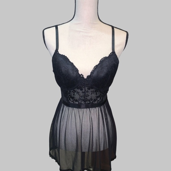 Jessica Simpson Other - Jessica Simpson Black Sheer Sexy Gown Babydoll Size M preowned